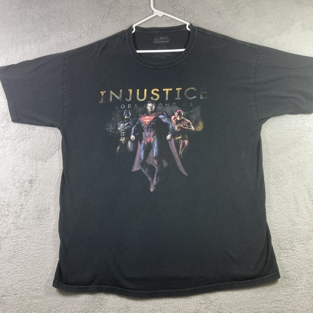 2013 DC Comics Shirt Men XL Black Injustice Justice League Superman Batman Flash